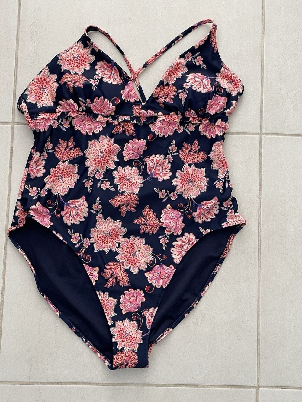 Old Navy Swim One Piece Swimsuit Floral Print Padded Swimwear